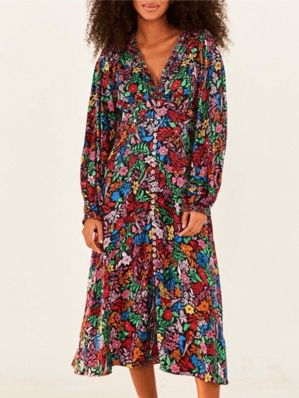 FARM RIO | Tropical Garden Lenzing™ Ecovero™ Viscose Midi Dress - Size S